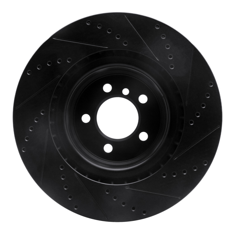 Land Rover Range Rover Brake Rotor (1) - Front Left - R1 Concepts - Drilled & Slotted - Black - `06-`12